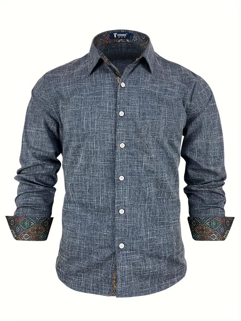 Men's Slim Modern Dress Shirt with Two-Tone Collar