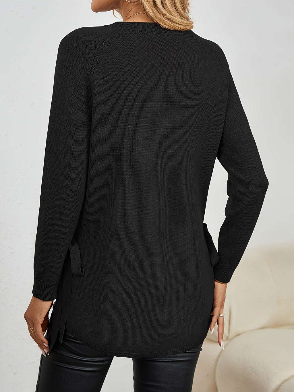 Women's Relaxed Longline Pullover Knit with Side Split Hem