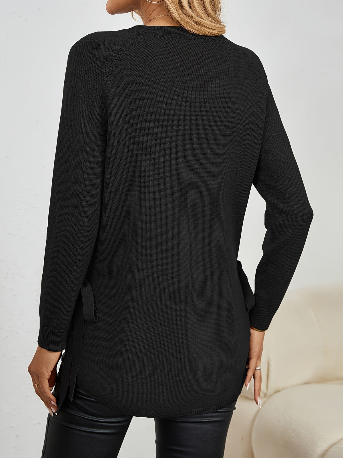 Women's Relaxed Longline Pullover Knit with Side Split Hem