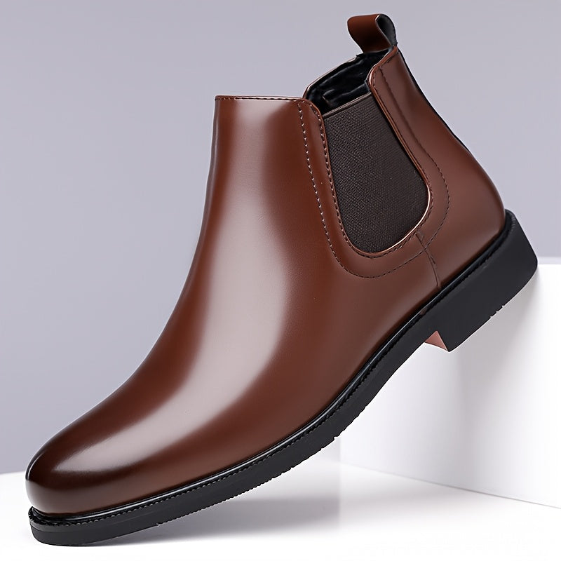 Women's Smooth Pull-On Chelsea Boots with Grip Sole - Dark Brown