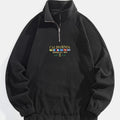Women's Brushed Stand Collar Zip Neck Pullover - Black