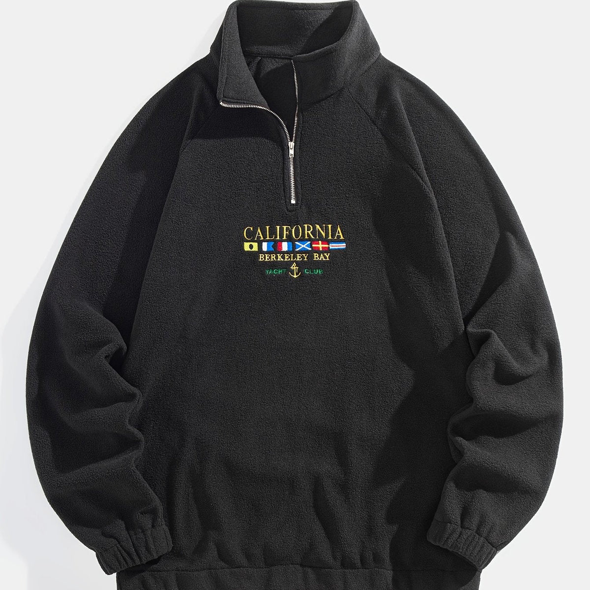 Women's Brushed Stand Collar Zip Neck Pullover - Black