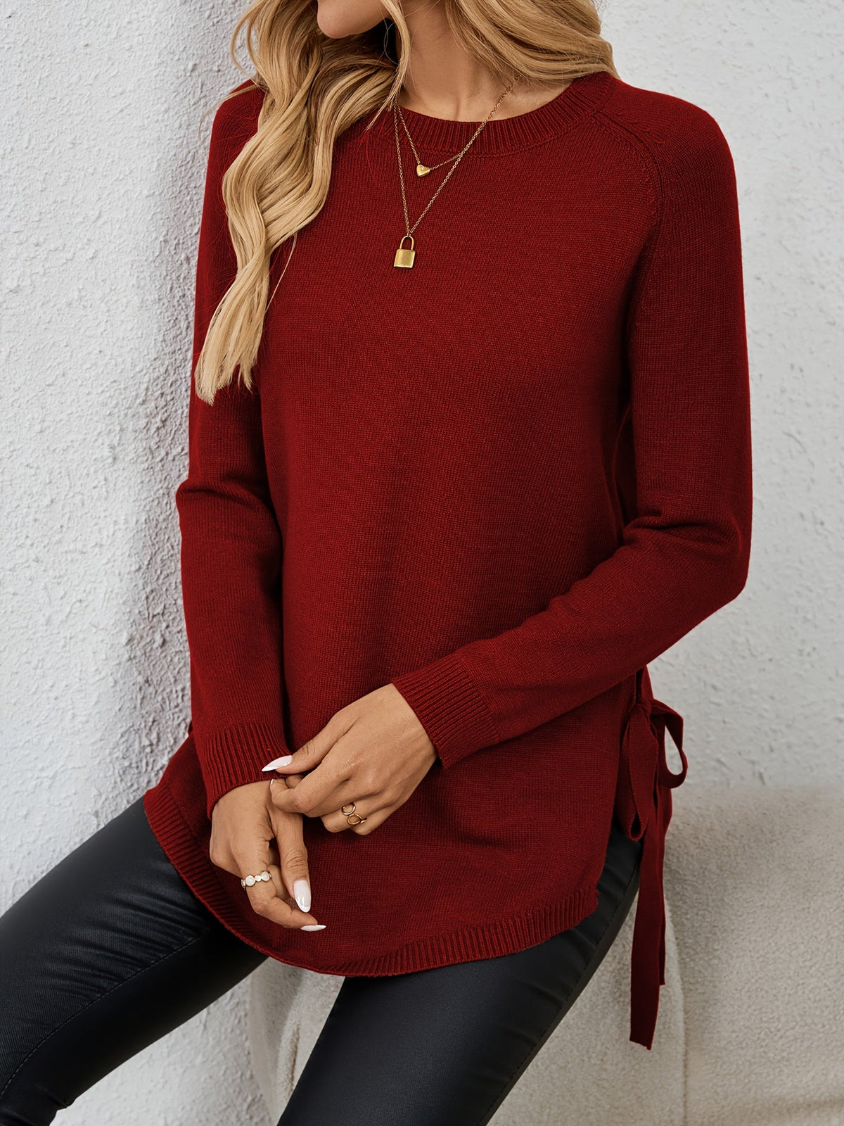 Women's Relaxed Longline Pullover Knit with Side Split Hem