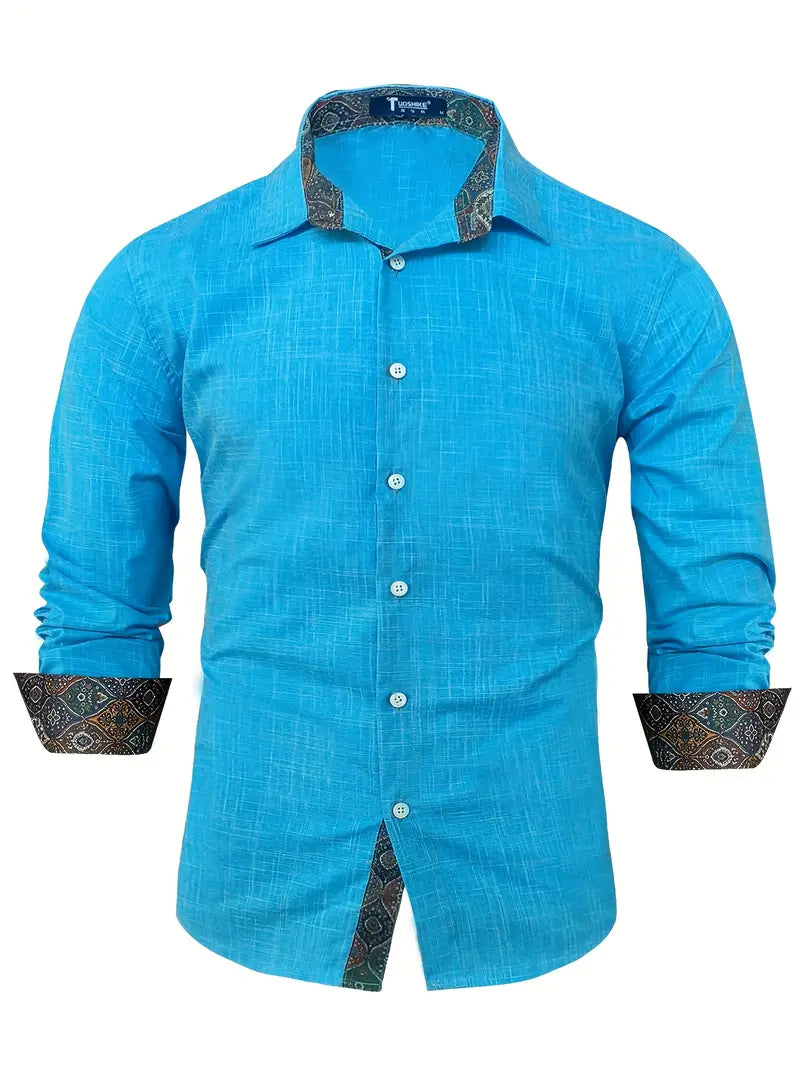 Men's Slim Modern Dress Shirt with Two-Tone Collar