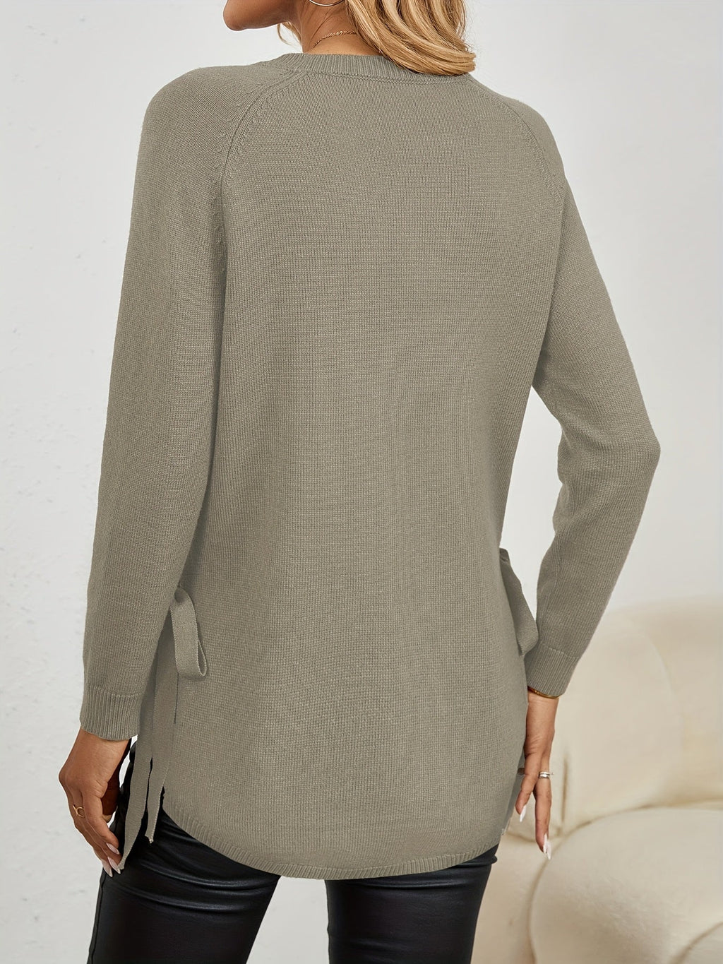 Women's Relaxed Longline Pullover Knit with Side Split Hem
