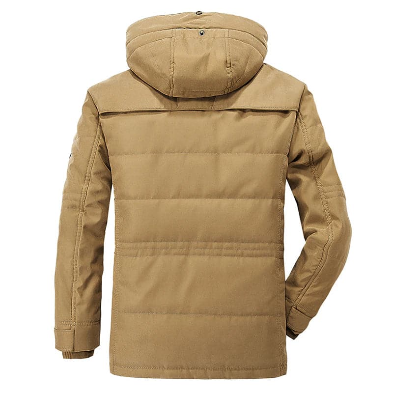 Men's Hooded Winter Parka With Chest and Flap Pockets