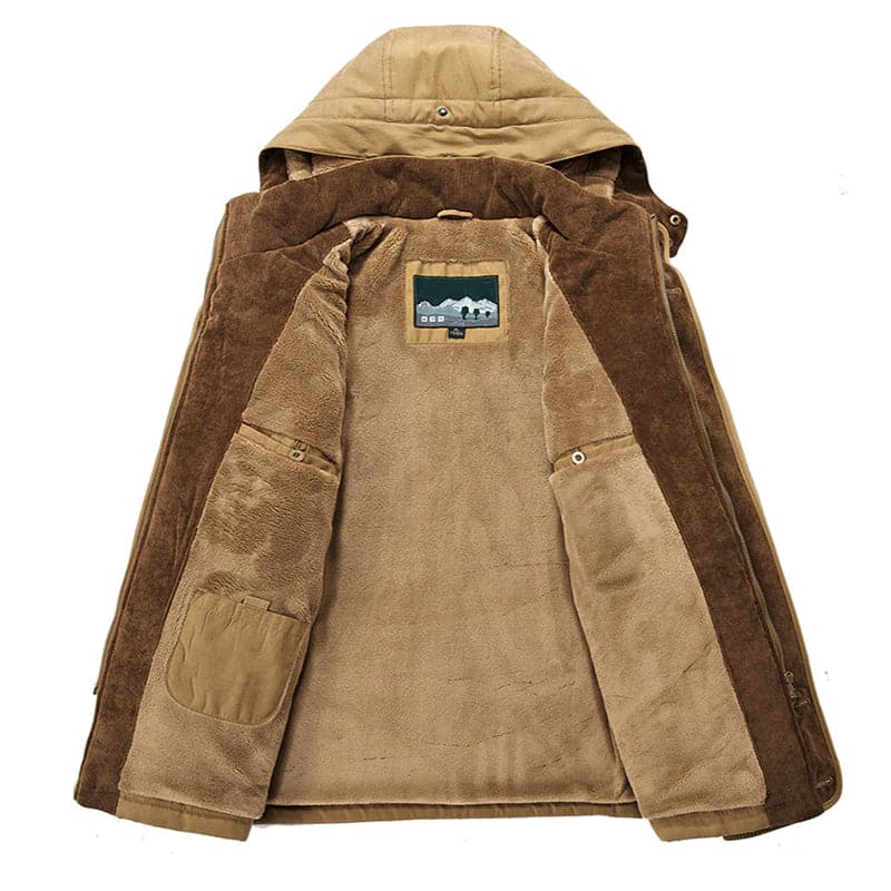 Men's Hooded Winter Parka With Chest and Flap Pockets