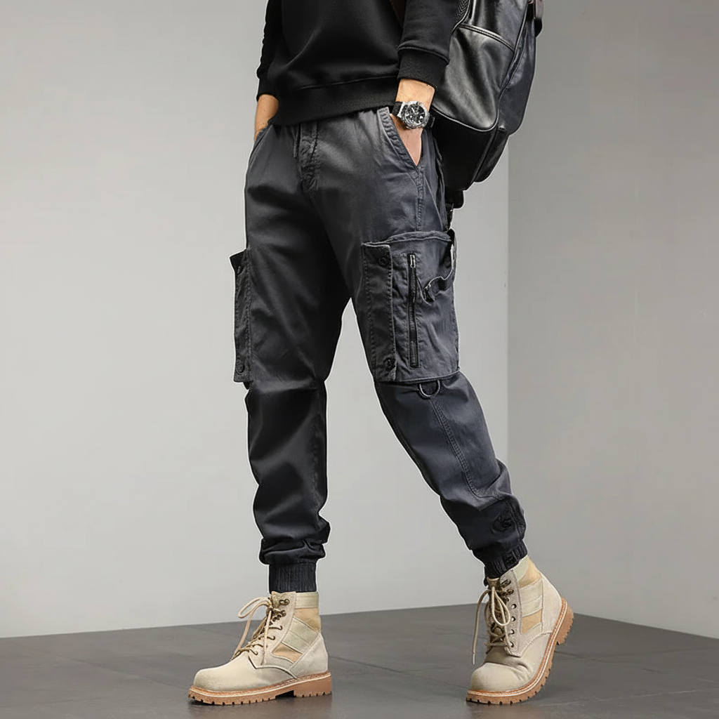 Men's Slim Fit Cargo Trousers Stretch Utility Joggers