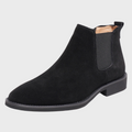 Men's Slim Suede Chelsea Boots with Stacked Heel - Black