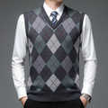 Men's Printed V Neck Sweater Vest Tailored Knit
