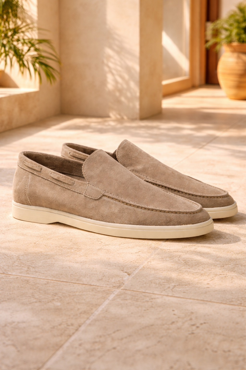 Men's Suede Slip On Loafers Minimal Smart Casual Style