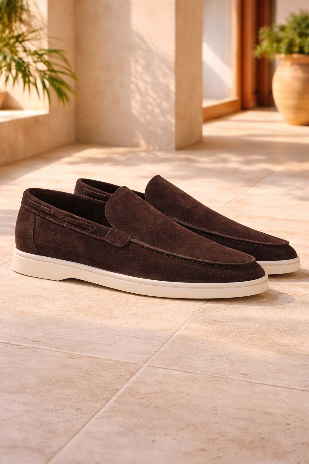 Men's Suede Slip On Loafers Minimal Smart Casual Style