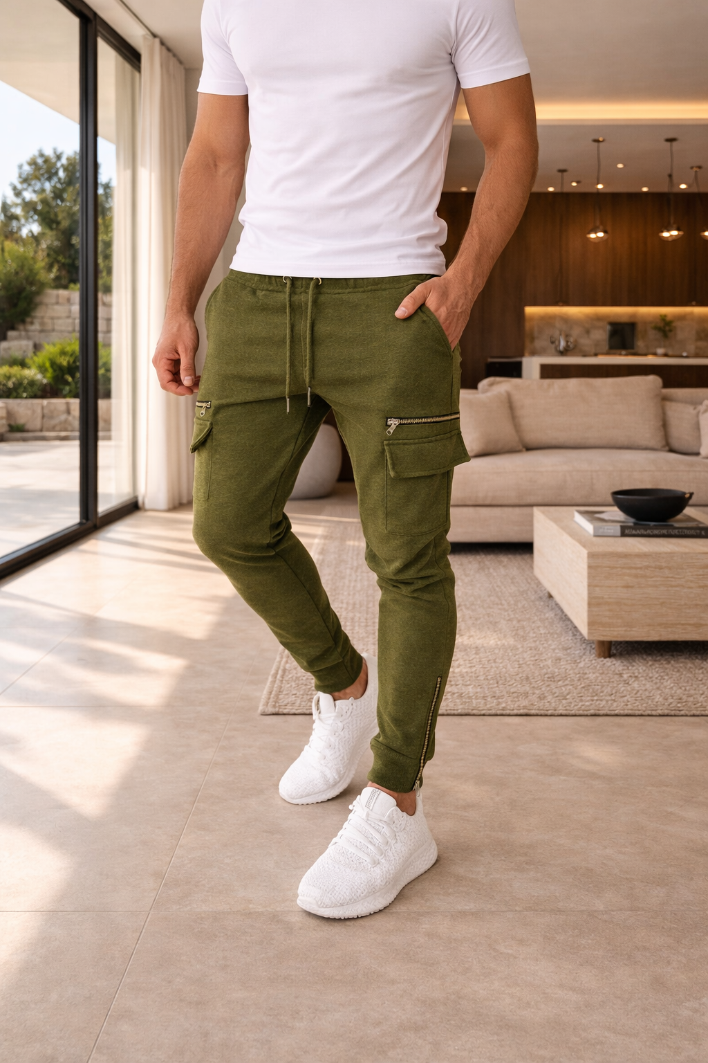 Men's Slim Fit Cargo Jogger Trousers Modern Casual Utility