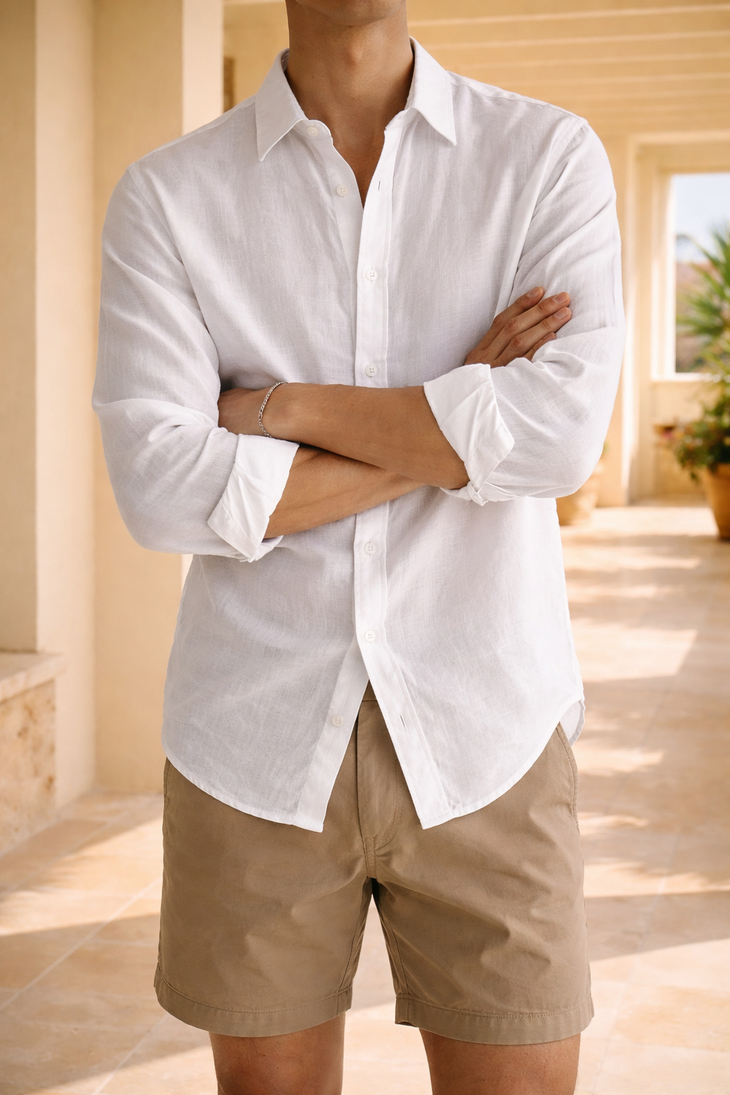 Men's Linen Button Shirt Relaxed Smart Casual Style