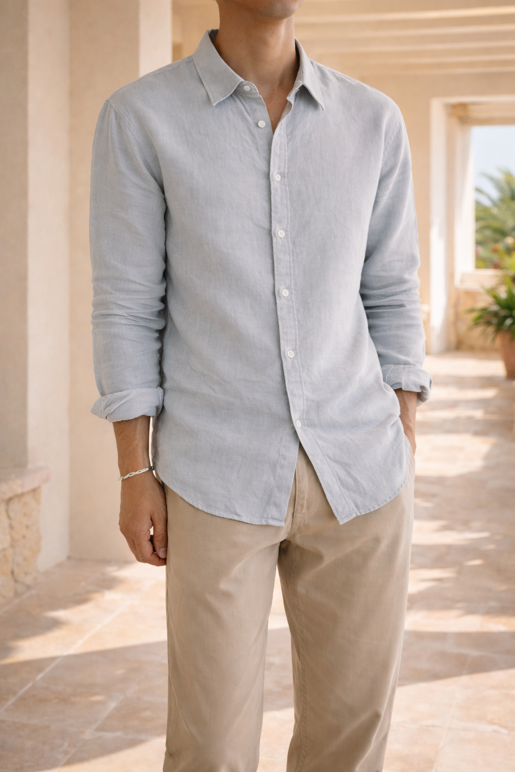 Men's Linen Button Shirt Relaxed Smart Casual Style