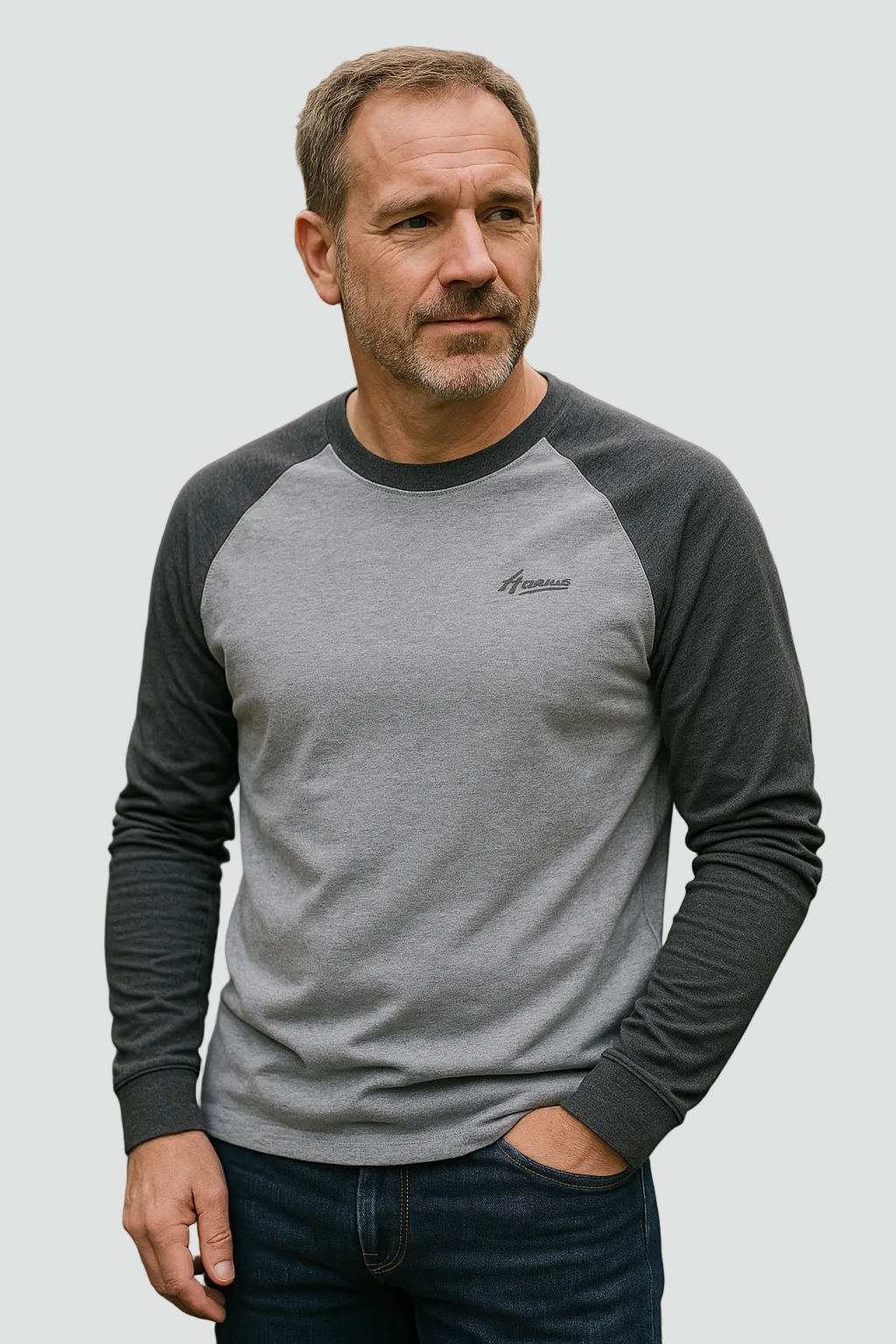 Men's Raglan Long Sleeve Casual Crew Neck Shirt