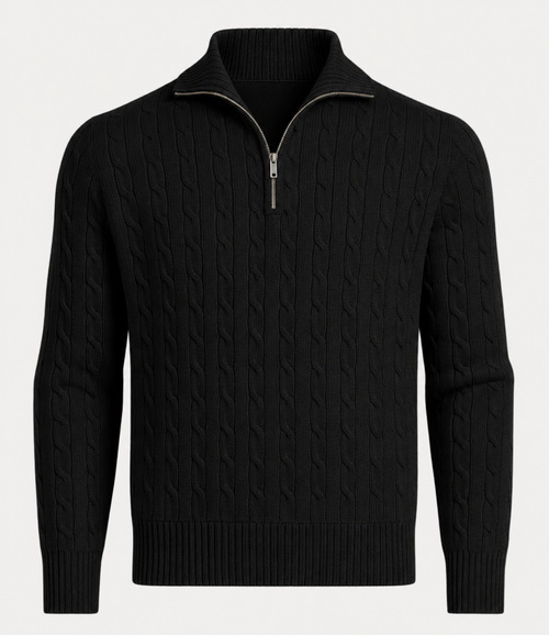 Men's Cable Knit Half Zip Sweater Textured Smart Layer