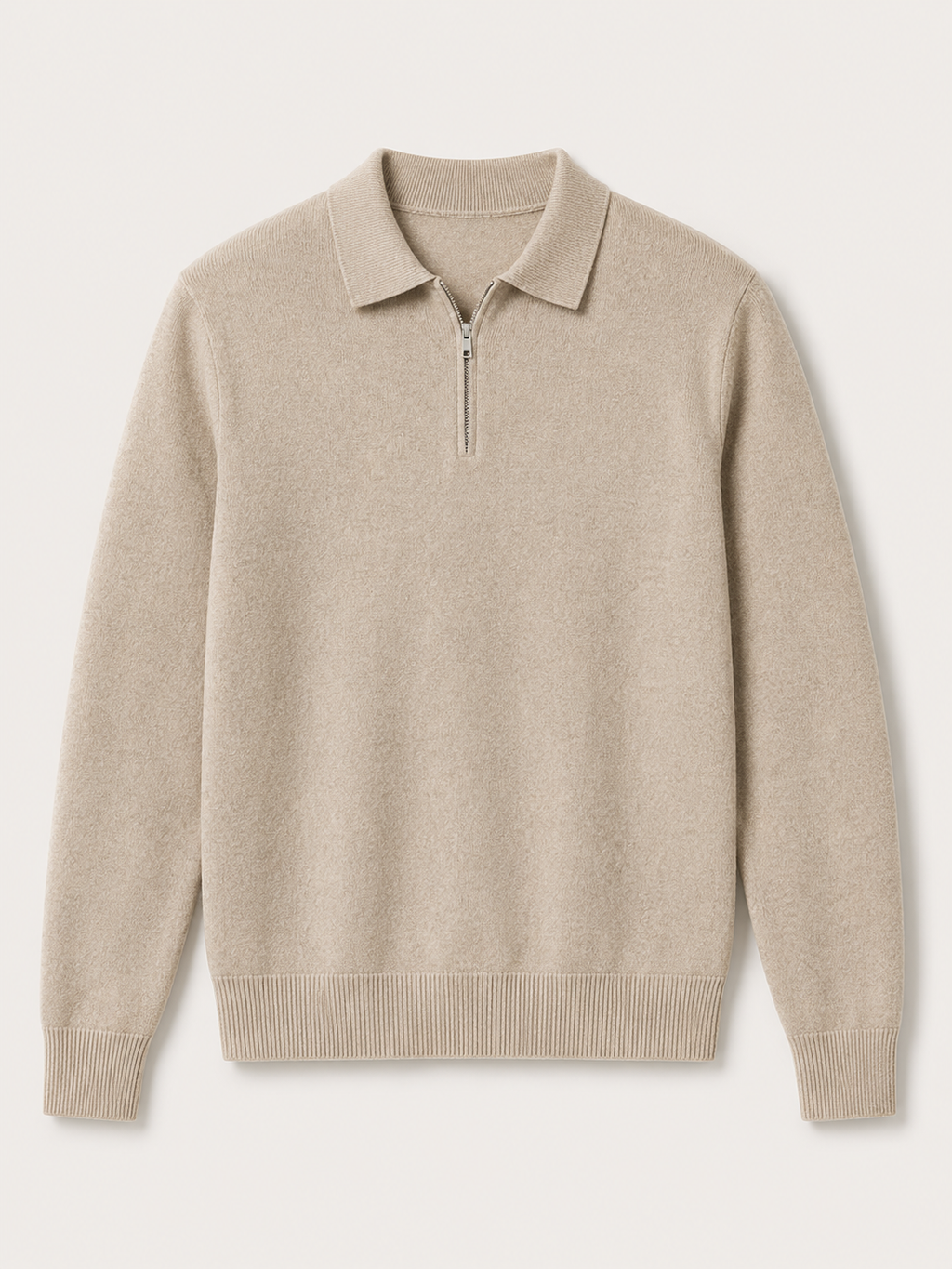 Men's Fine Knit Polo Sweater Zip Neck Smart Layer