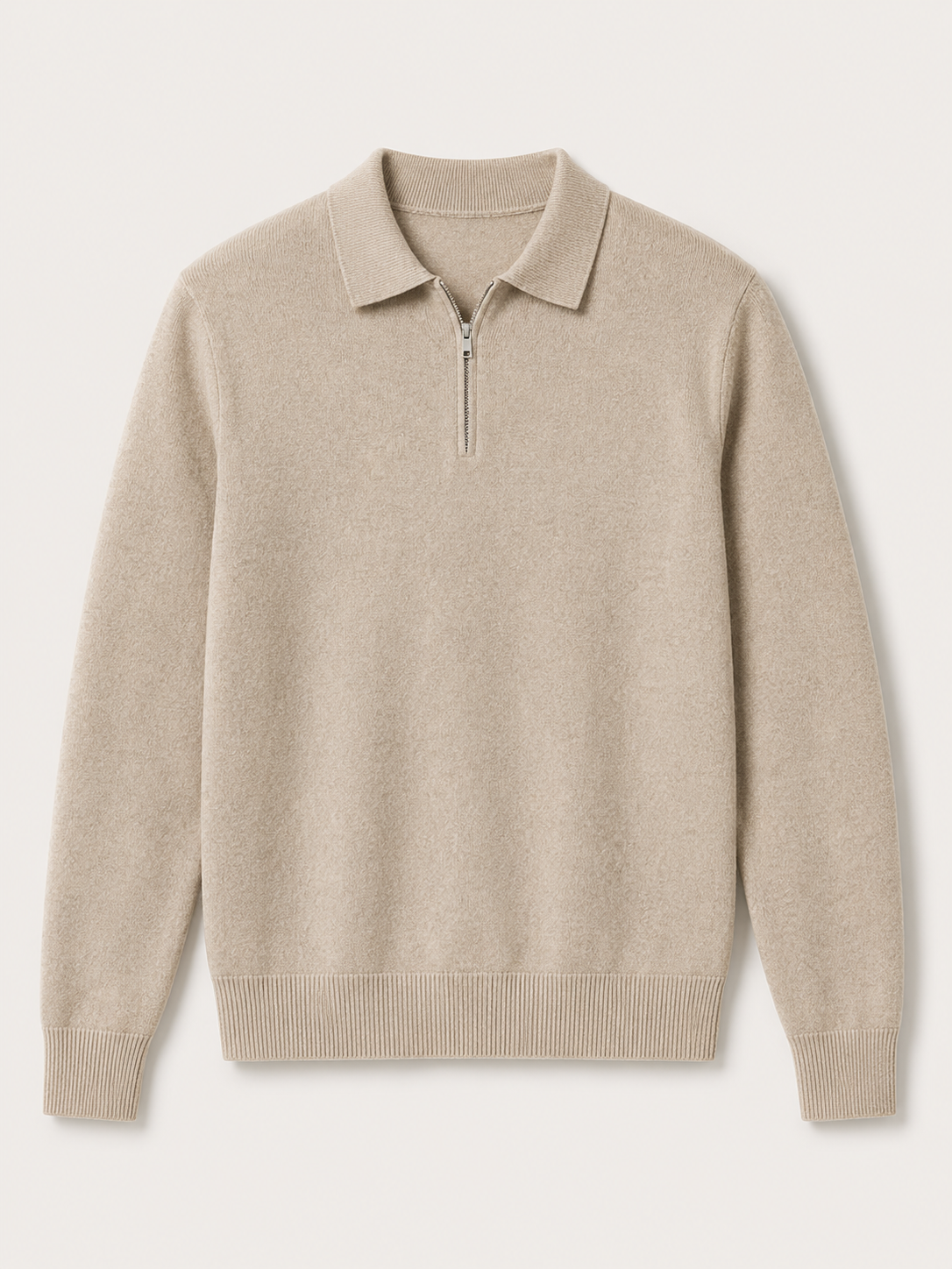 Men's Fine Knit Polo Sweater Zip Neck Smart Layer
