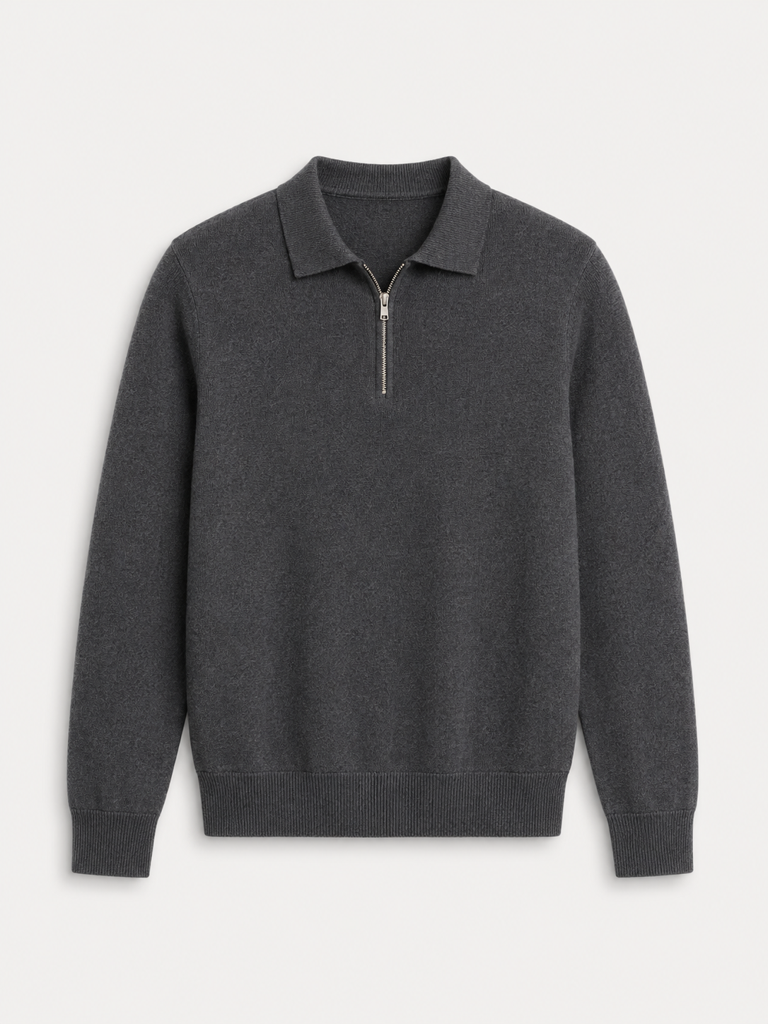 Men's Fine Knit Polo Sweater Zip Neck Smart Layer