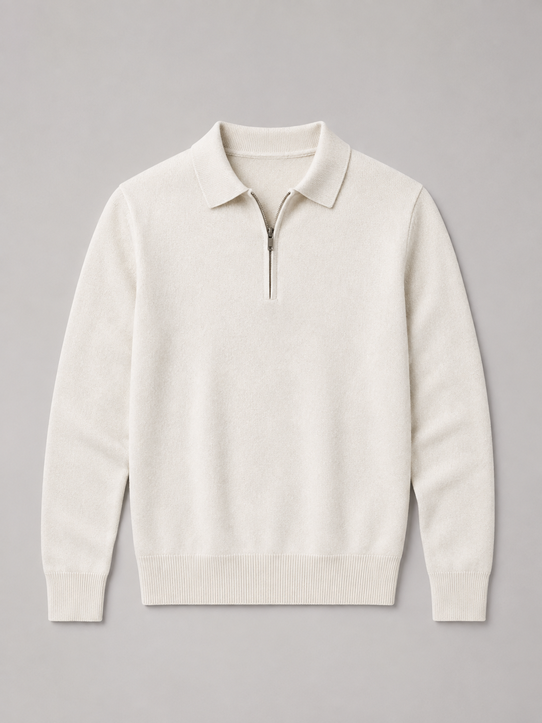 Men's Fine Knit Polo Sweater Zip Neck Smart Layer