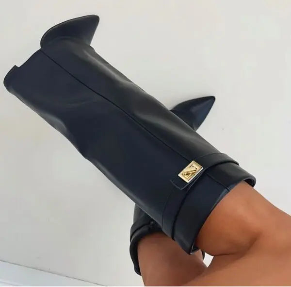 Women's Tall Leather Boots Slim Elegant Heel
