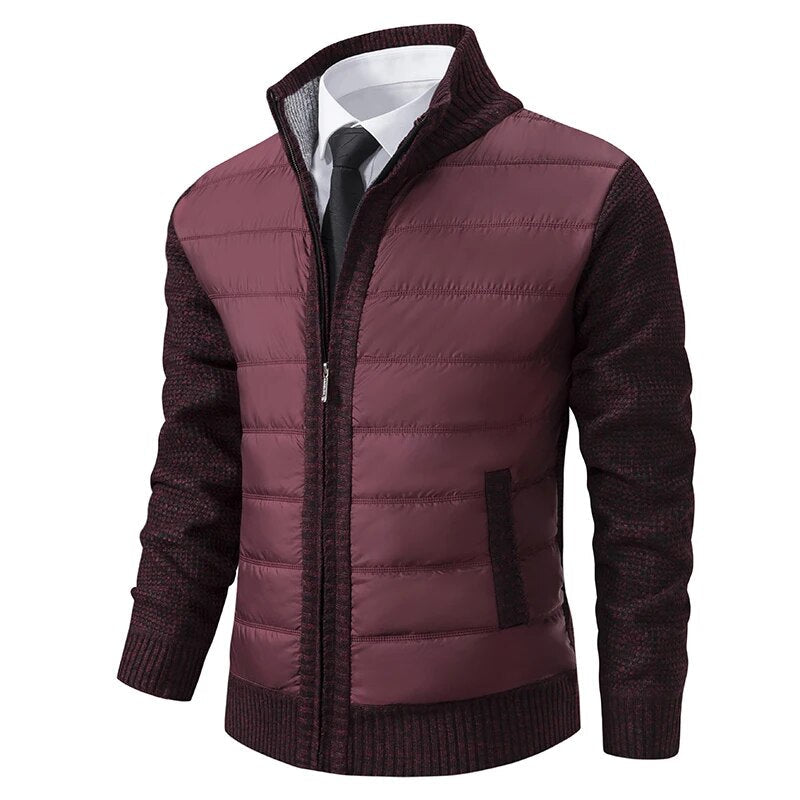 Men's Quilted Front Knit Jacket Regular Fit Zip Up