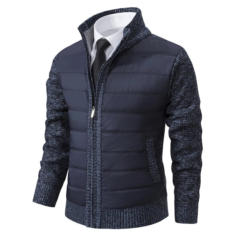 Men's Quilted Front Knit Jacket Regular Fit Zip Up