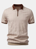 Men's Textured Knit Polo Quarter Zip Tailored Fit