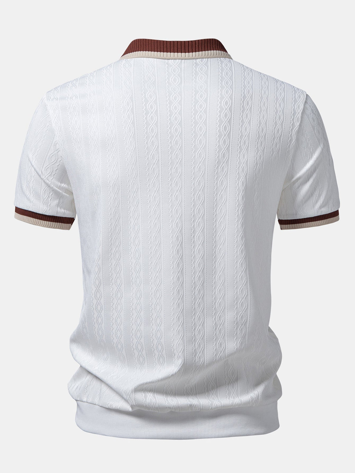 Men's Textured Knit Polo Quarter Zip Tailored Fit