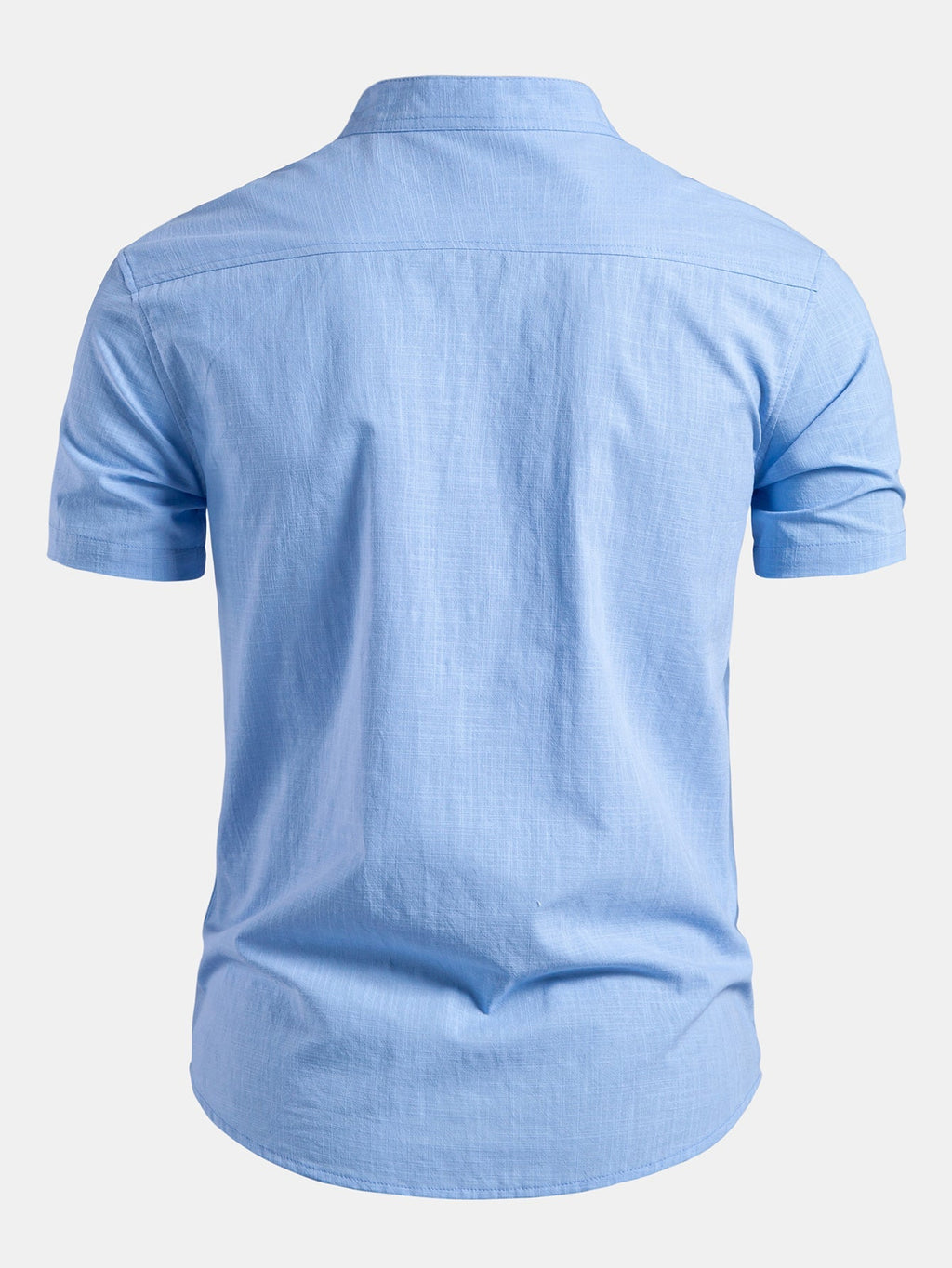 Men's Collarless Band Neck Short Sleeve Shirt
