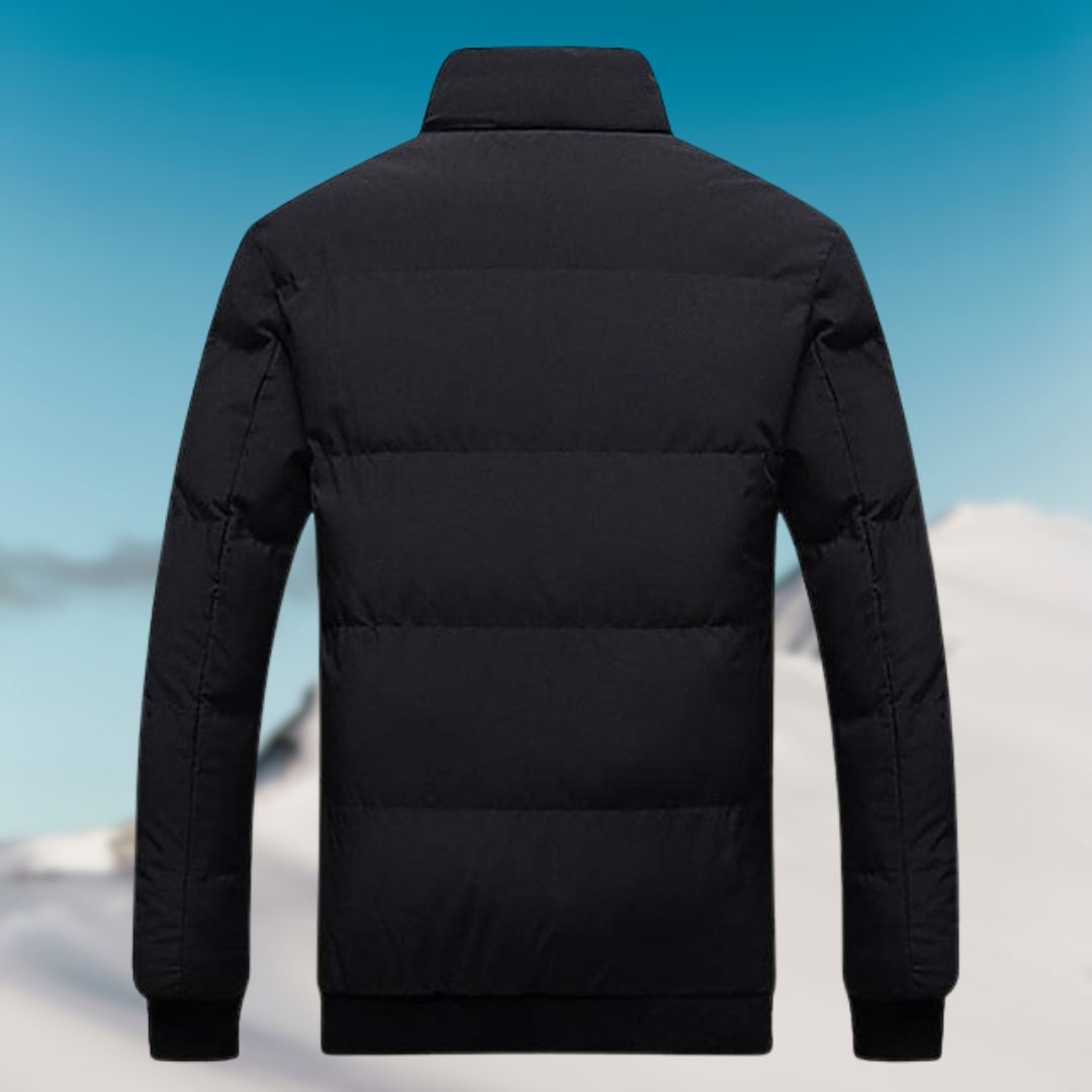 Men's Horizontal-Baffle Down Puffer With Raised Collar