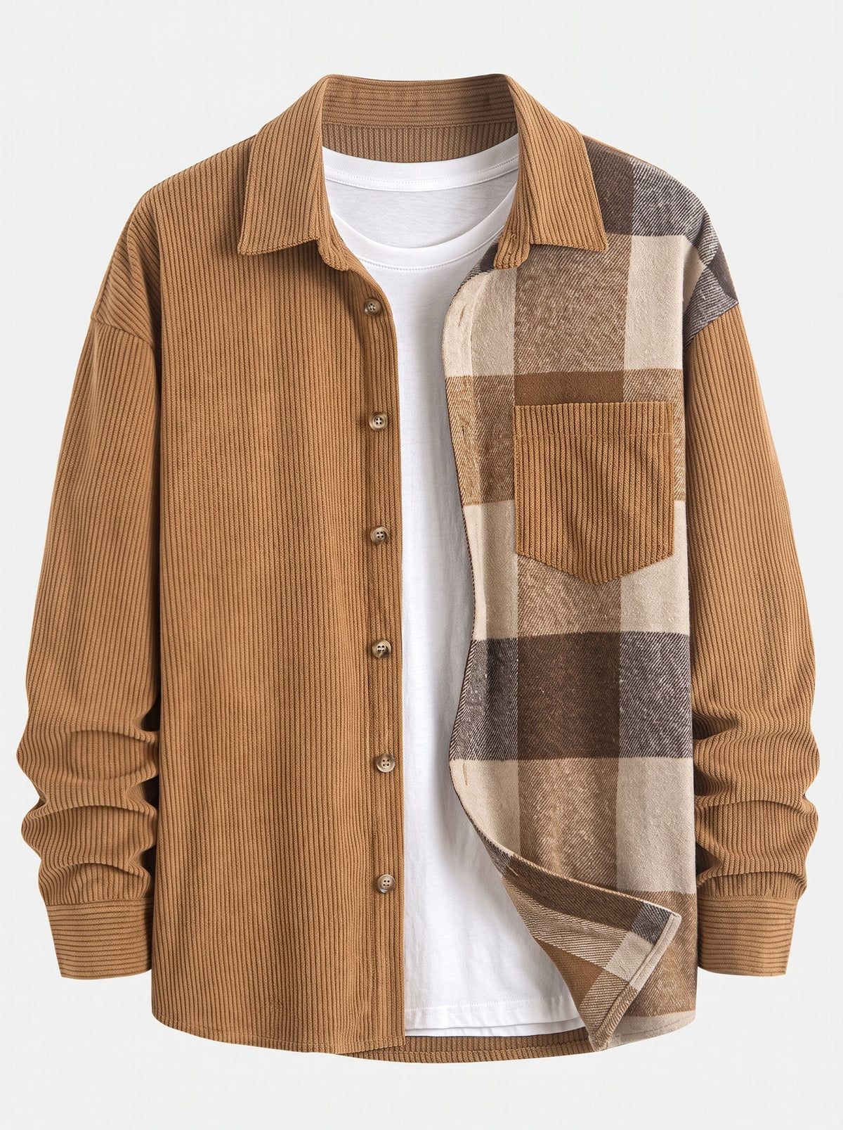 Men's Corduroy Shirt and Cargo Jogger Set Relaxed Autumn