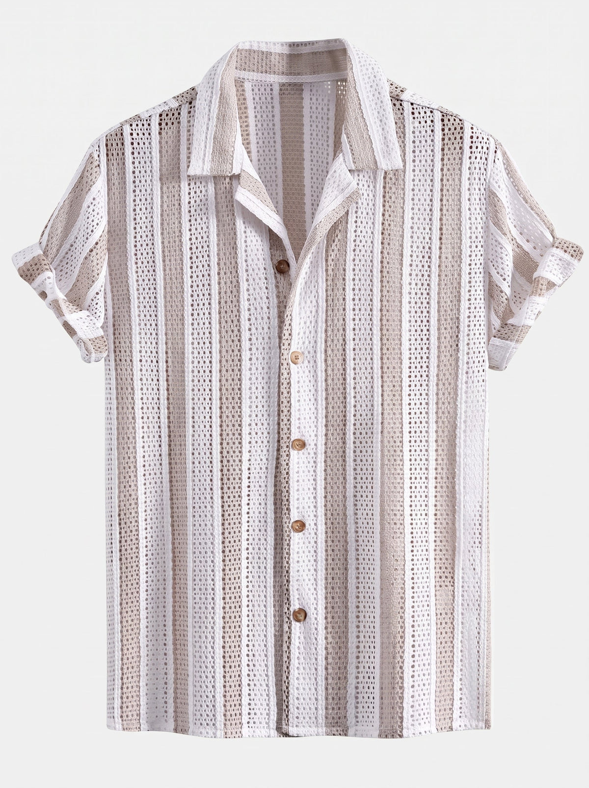 Men's Mesh Cuban Shirt Co Ord Linen Blend Straight