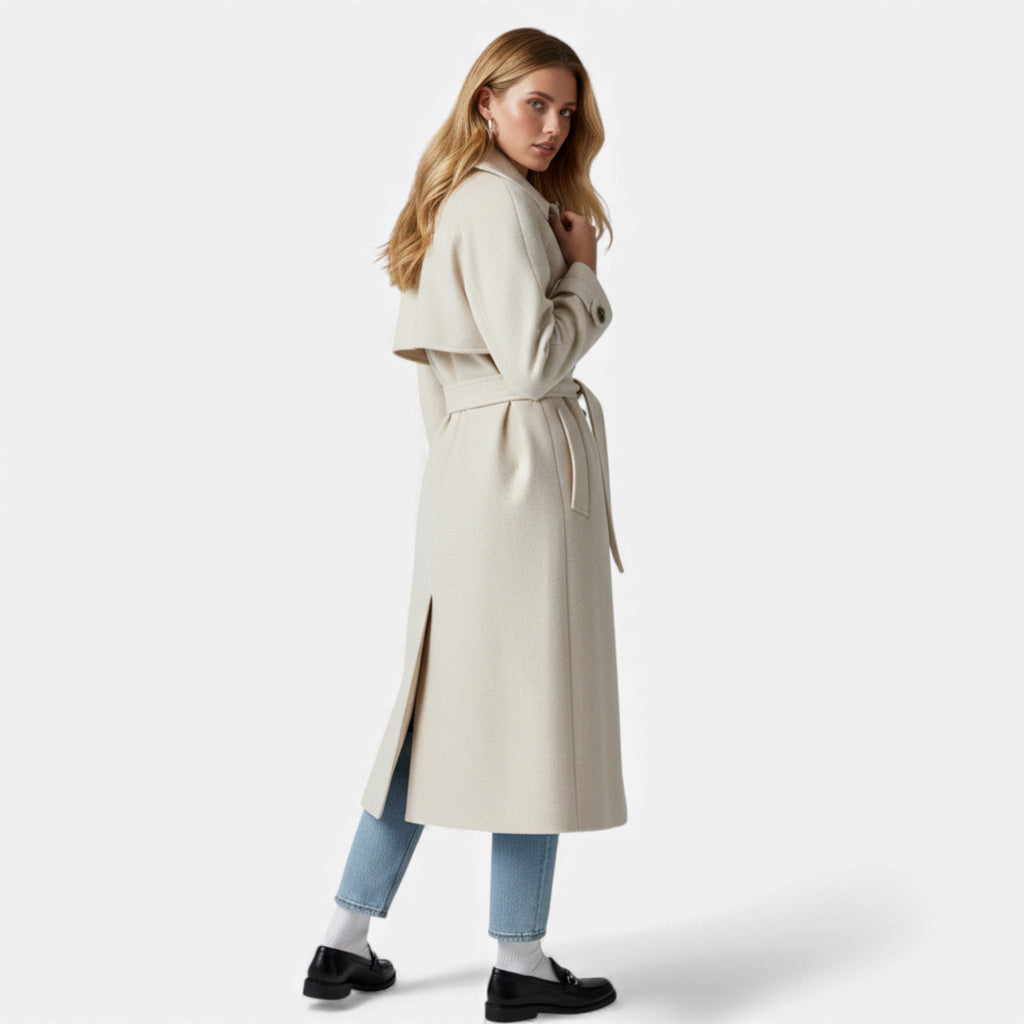 Women's Belted Lapel Coat – Classic Mid-Length Overcoat