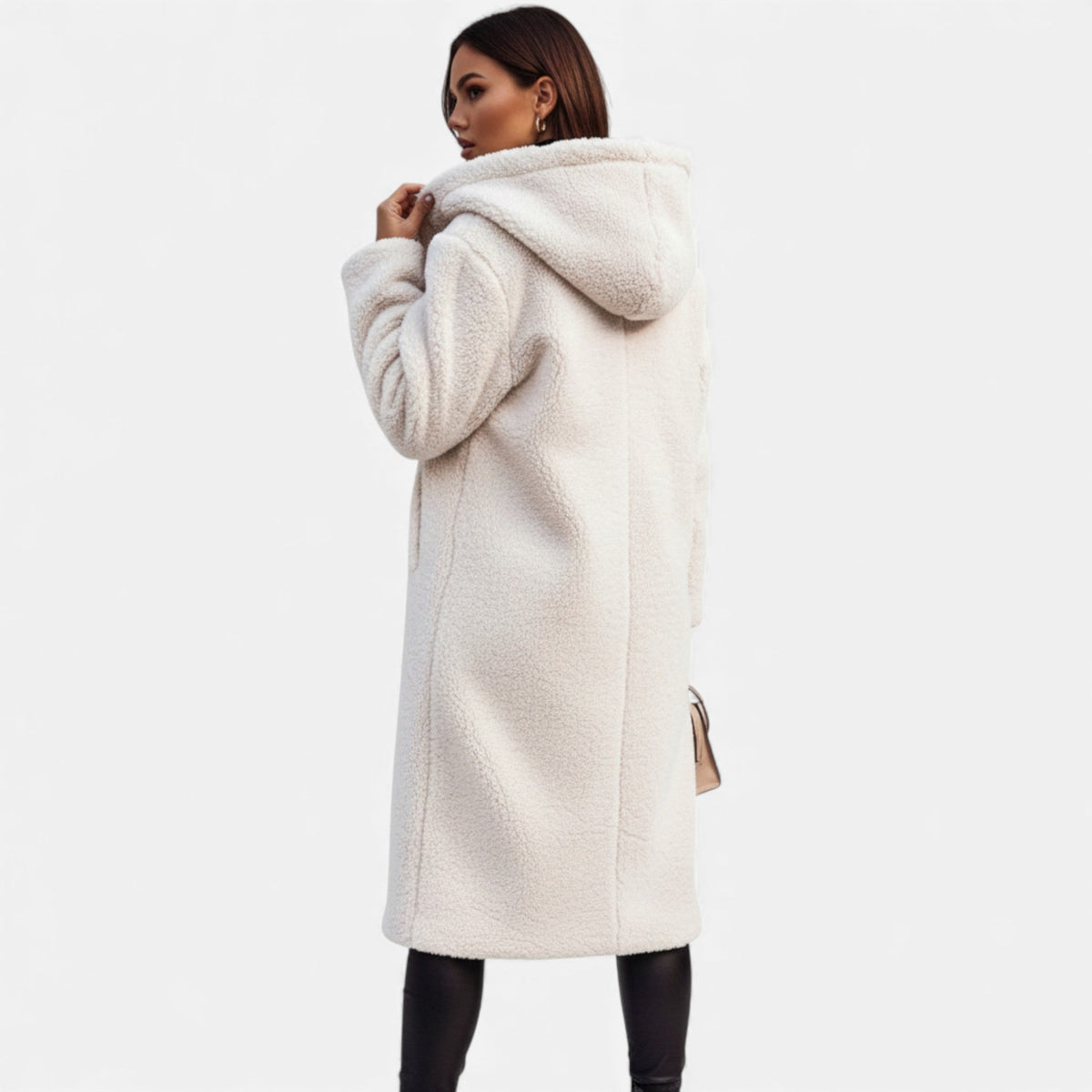 Women's Plush Faux‑Fleece Long Coat
