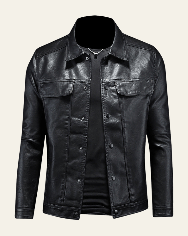 Men's Snap Front Biker Jacket Regular Fit Spring Autumn