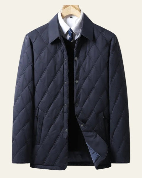 Men's Quilted Field Jacket Button Up Autumn Winter Layer