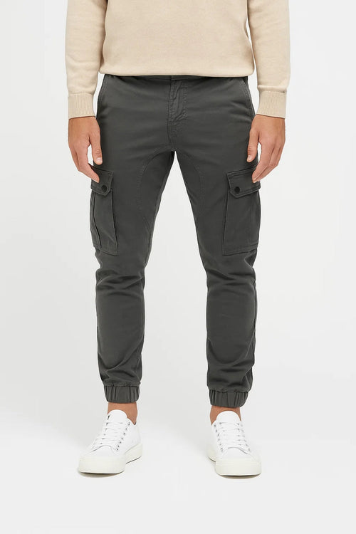 Men's Cargo Trousers Slim Fit Elastic Cuff Utility Pants
