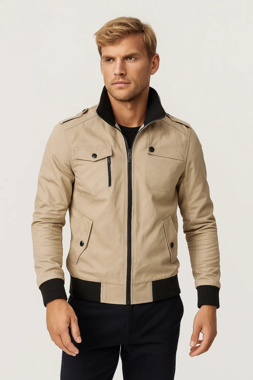 Men's Casual Jacket with Chest Pockets and Zip Relaxed