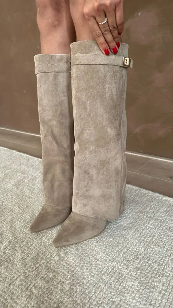 Women's Tall Leather Boots Slim Elegant Heel