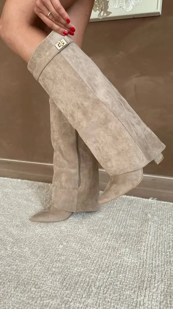 Women's Tall Leather Boots Slim Elegant Heel