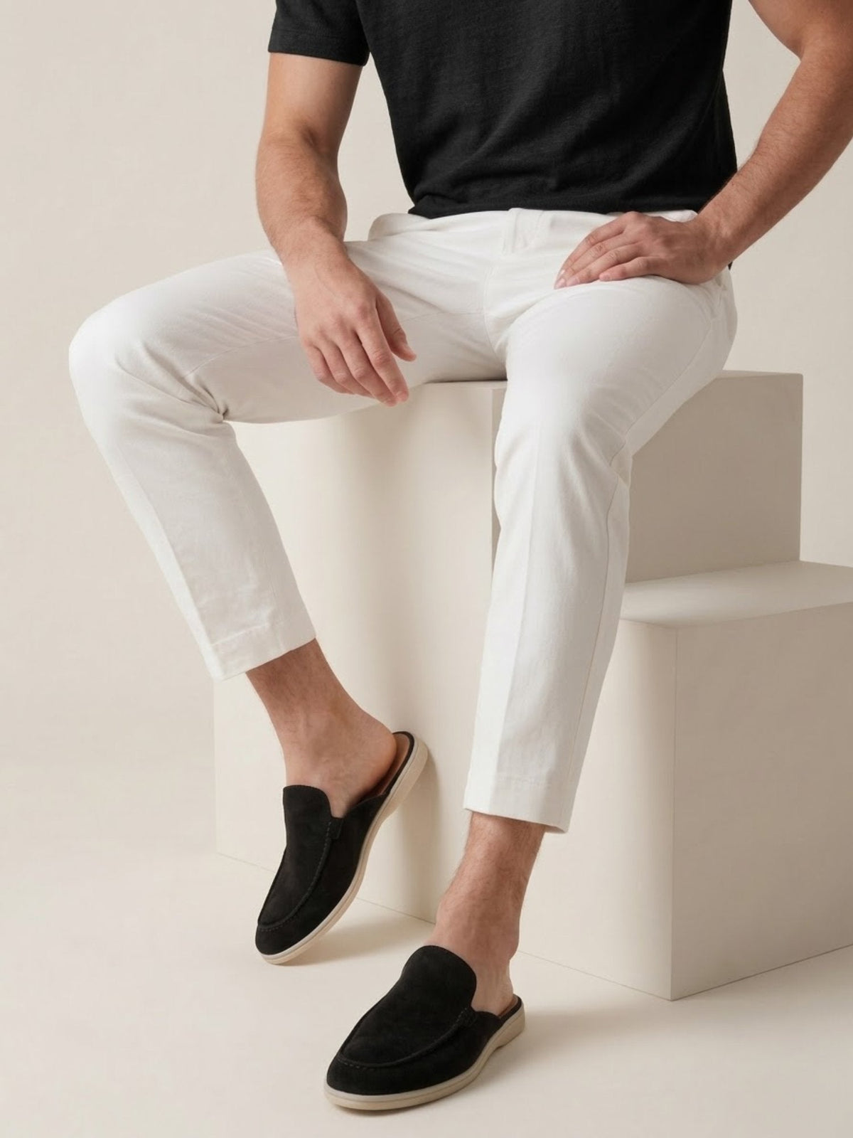 Men's Suede Look Mule Loafers Lightweight Slip On Shoes