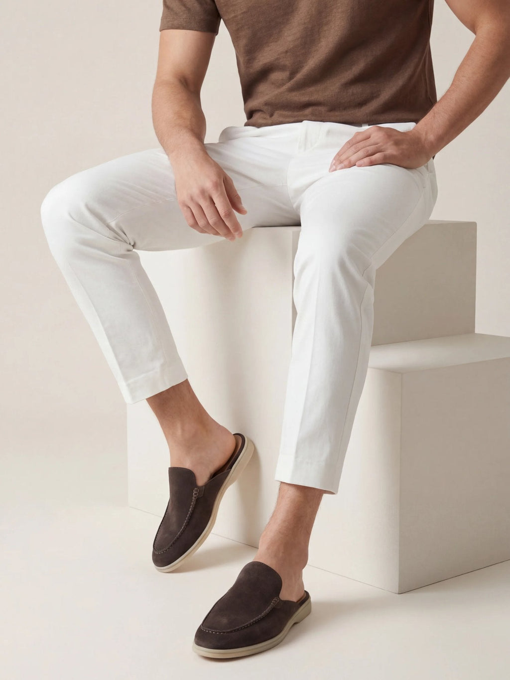 Men's Suede Look Mule Loafers Lightweight Slip On Shoes