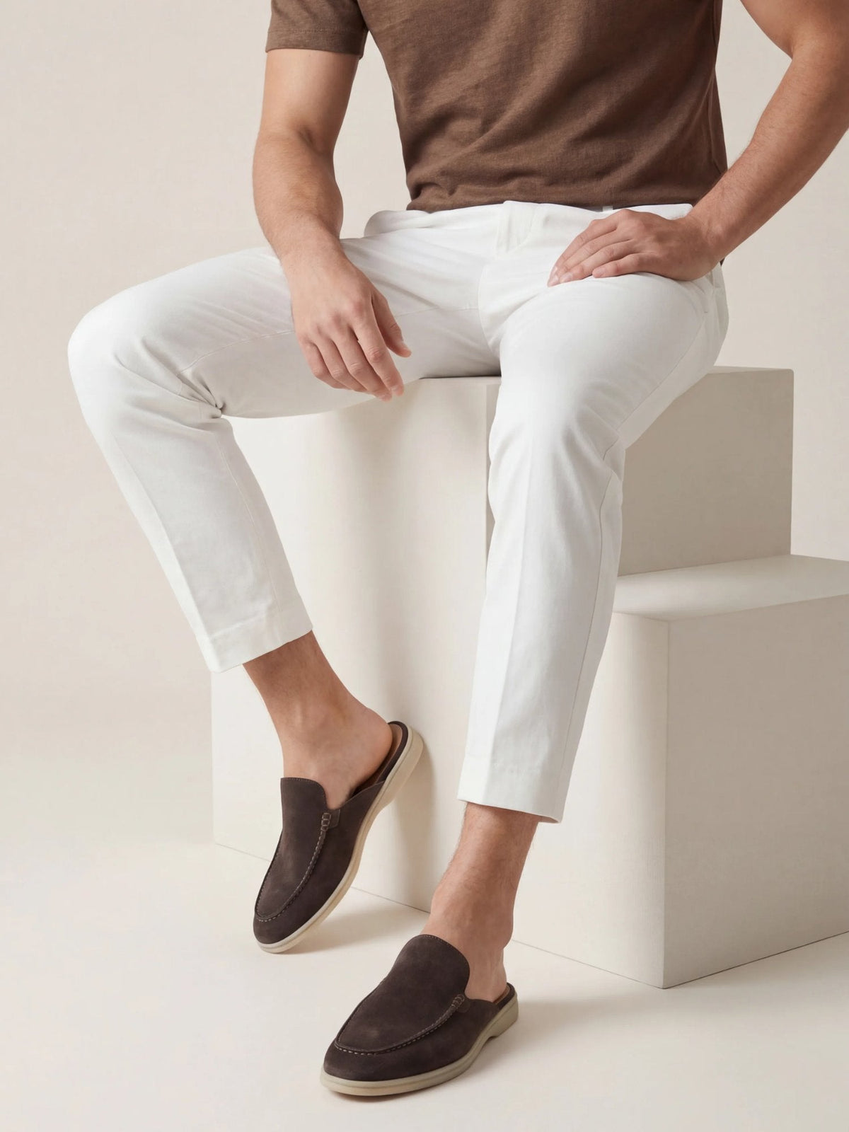 Men's Suede Look Mule Loafers Lightweight Slip On Shoes