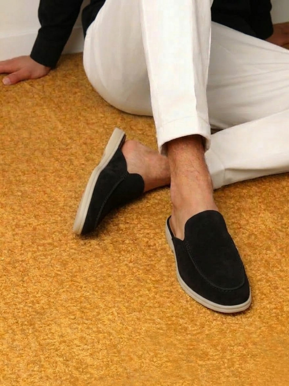 Men's Suede Look Mule Loafers Lightweight Slip On Shoes