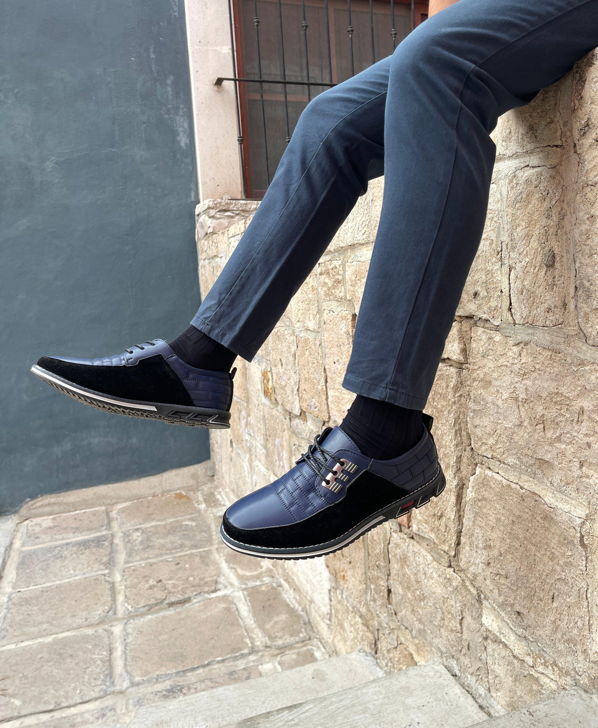 Men's Leather Panel Lace Up Smart Casual Shoes