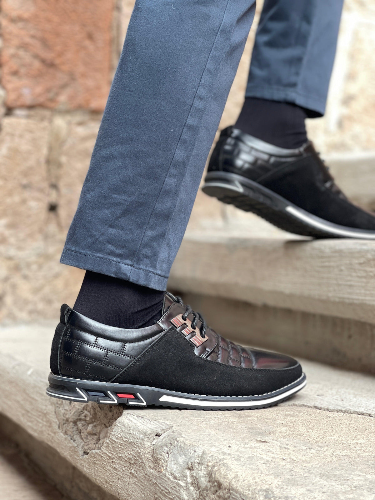 Men's Leather Panel Lace Up Smart Casual Shoes
