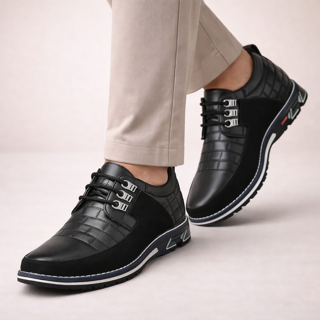 Men's Leather Panel Lace Up Smart Casual Shoes