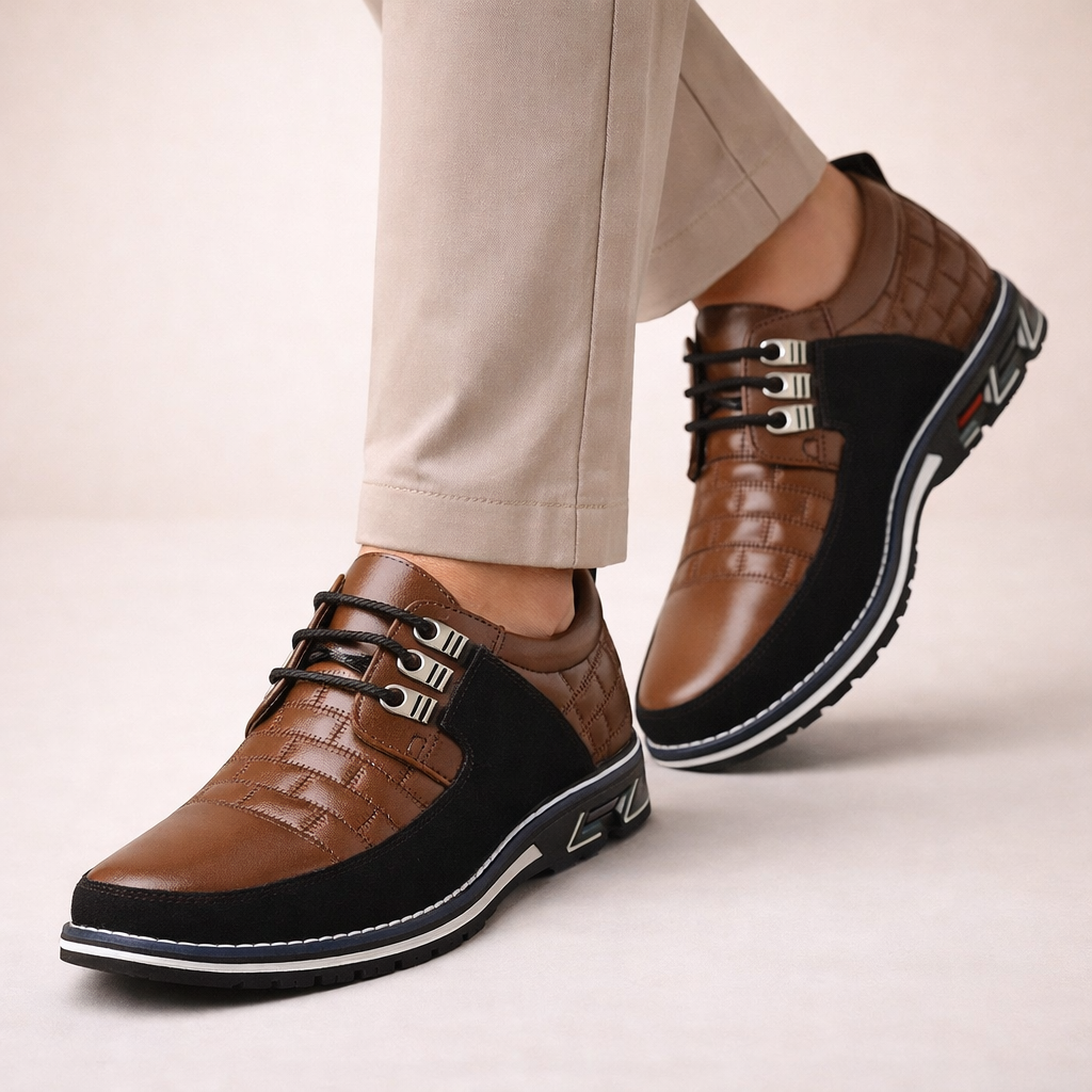 Men's Leather Panel Lace Up Smart Casual Shoes